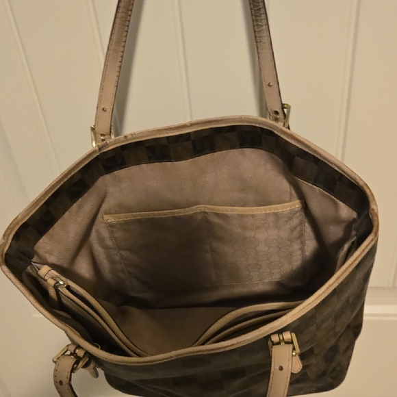 Michael Kors Checkered Tote - Black and Tan - Picture 6 of 16